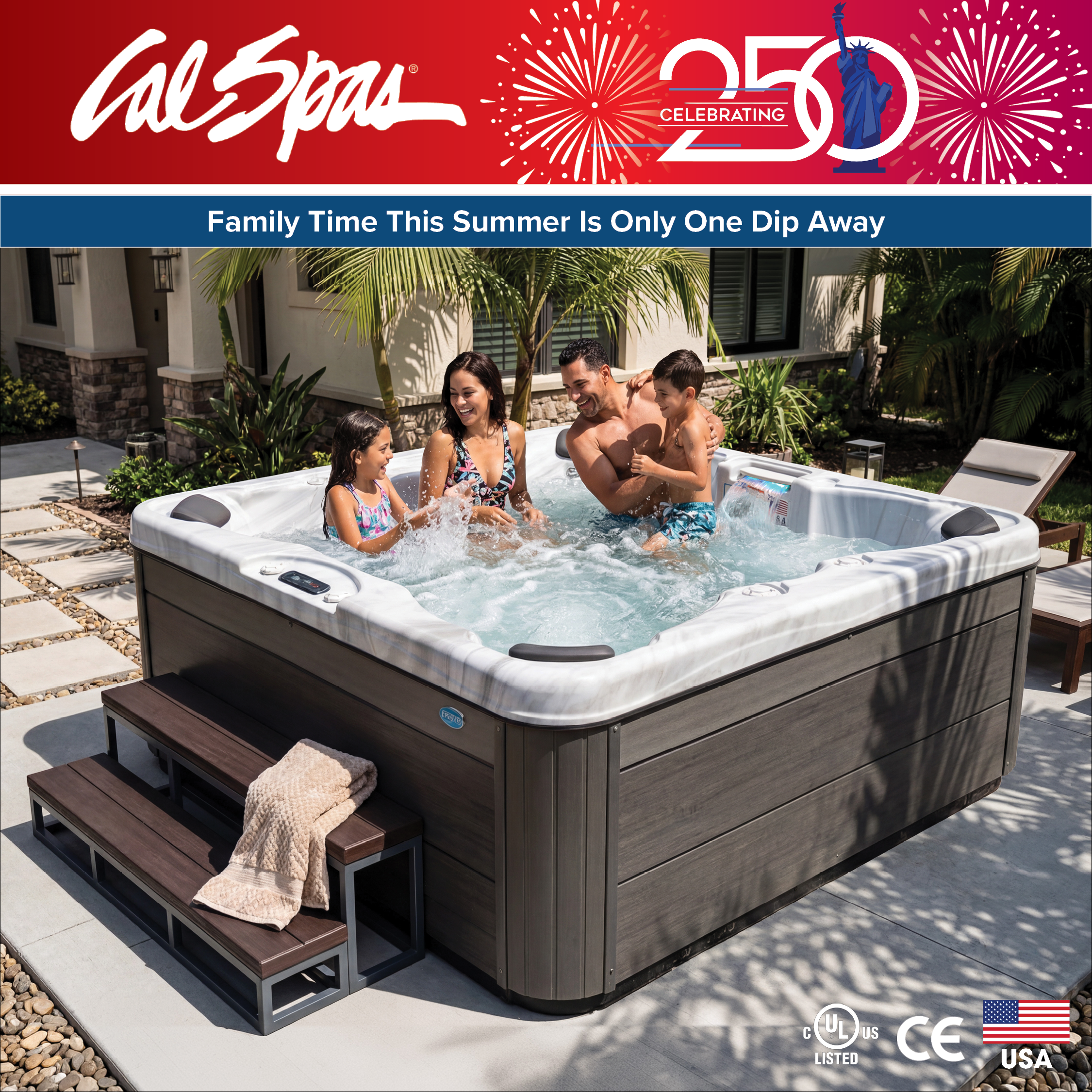 Calspas hot tub being used in a family setting - St George